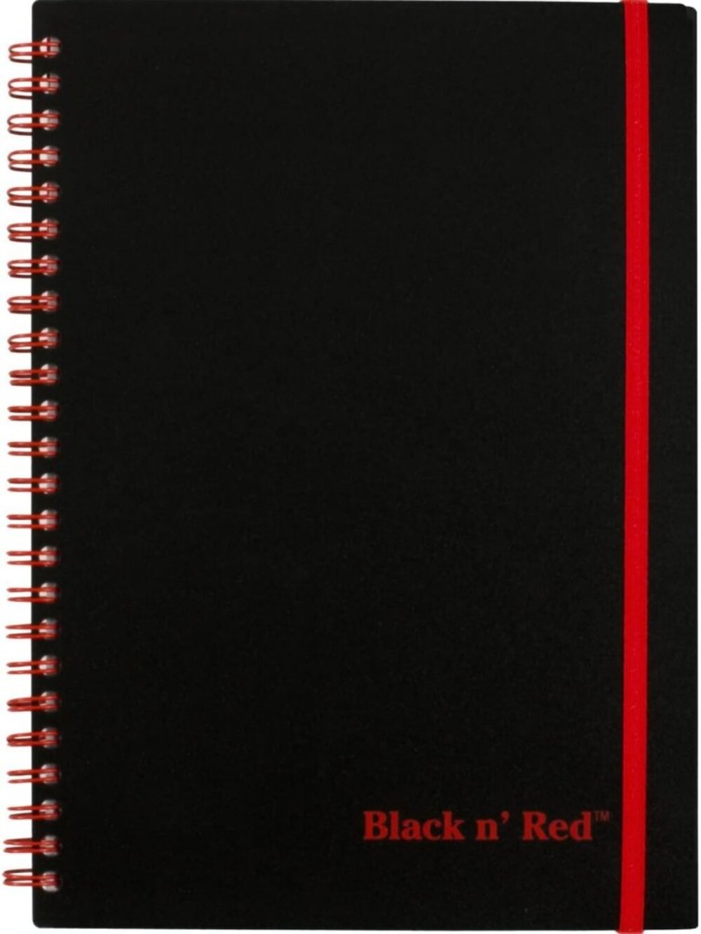 3-Pack Black & Red Business Journals, Ruled Notebooks, 70 Sheets, Wirebound